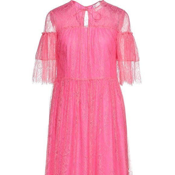 Be Blumarine Lace Pink Floral design Lined Cocktail Party Dress Fit Flare Small - Picture 5 of 16